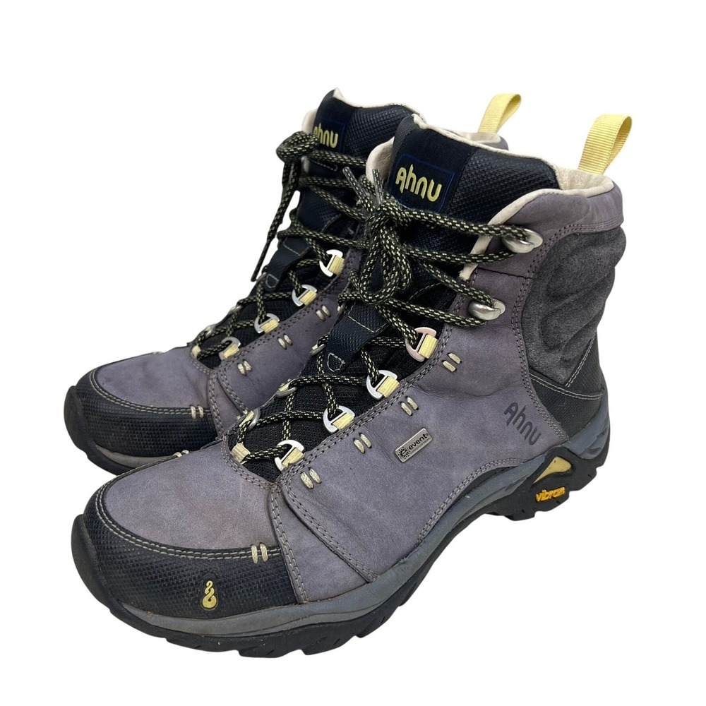 Ahnu Sugarpine Waterproof Hiking Boots Womens 6.5 Purple Grey Vibram AF2128ASAU
